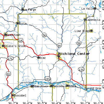 Richland County close-up map
