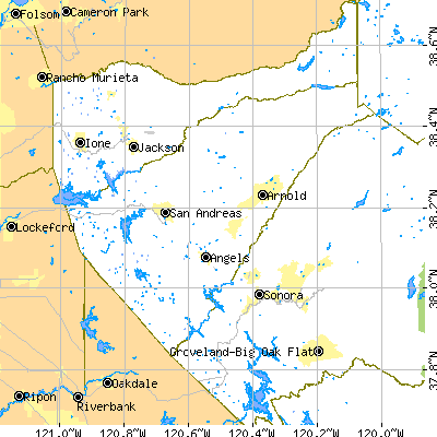 Calaveras County close-up map