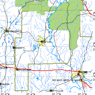 Perry County close-up map