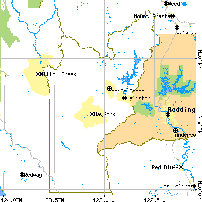 Trinity County close-up map
