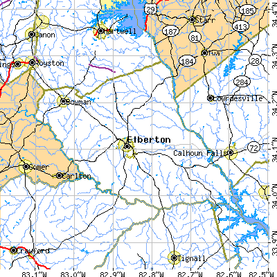 Elbert County close-up map