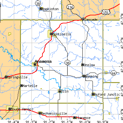 Jones County close-up map