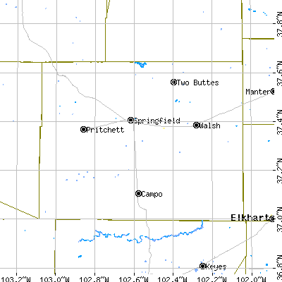 Baca County close-up map