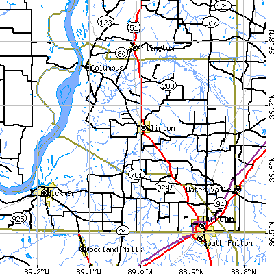 Hickman County close-up map