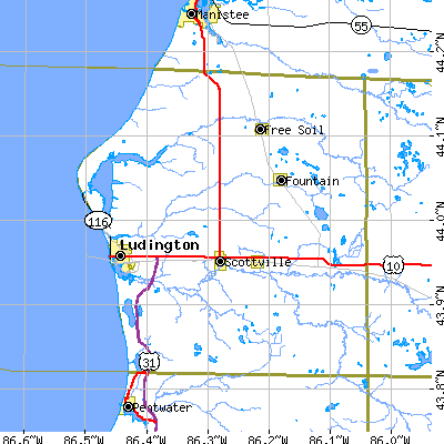Mason County close-up map