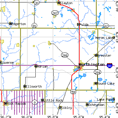 Nobles County close-up map