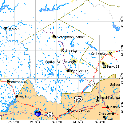 Sullivan County close-up map