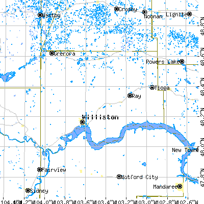 Williams County close-up map