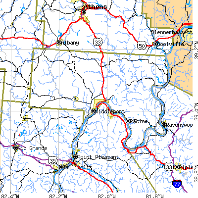 Meigs County close-up map