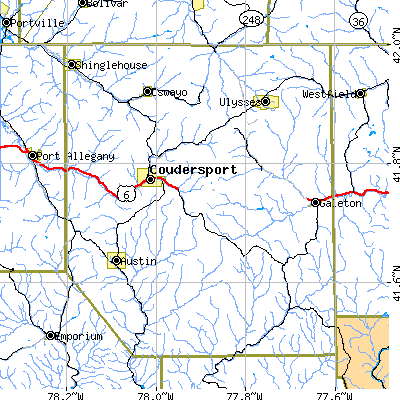 Potter County close-up map