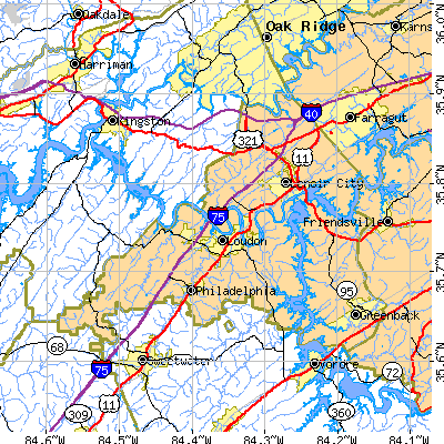 Loudon County close-up map