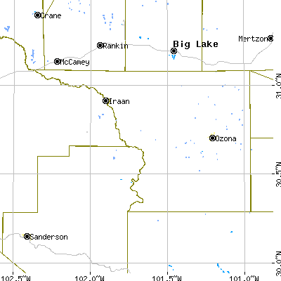 Crockett County close-up map