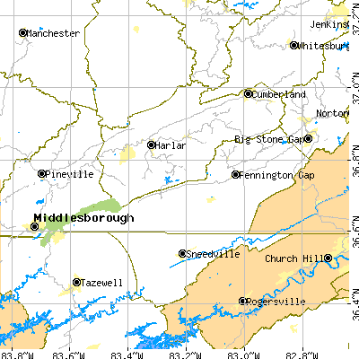 Lee County close-up map