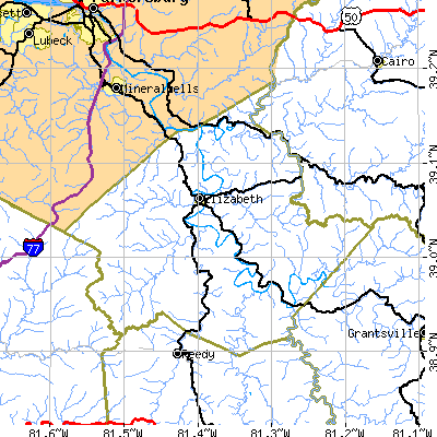 Wirt County close-up map