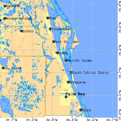 Brevard County close-up map
