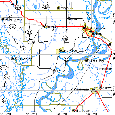 Phillips County close-up map