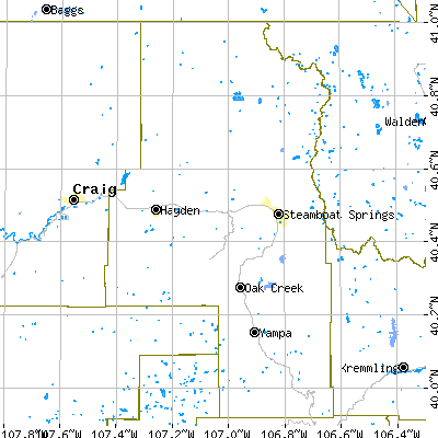Routt County close-up map