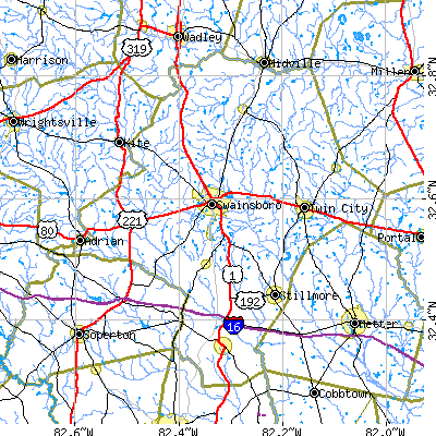 Emanuel County close-up map