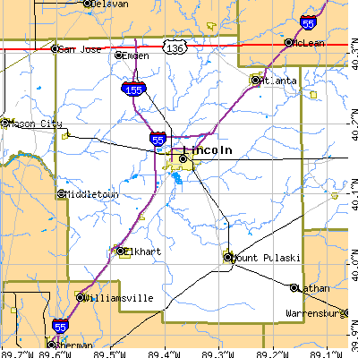 Logan County close-up map