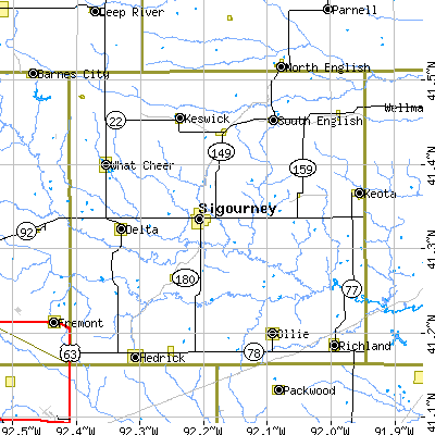 Keokuk County close-up map