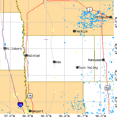 Norman County close-up map