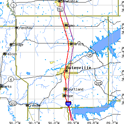 Panola County close-up map