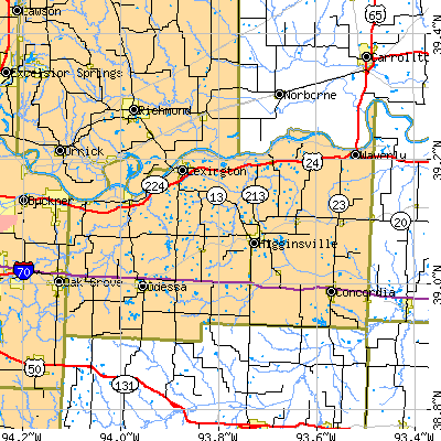 Lafayette County close-up map
