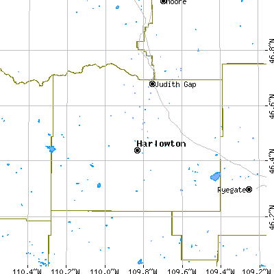 Wheatland County close-up map
