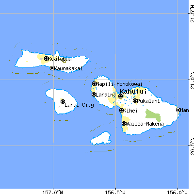 Maui County close-up map