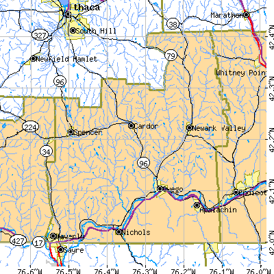 Tioga County close-up map