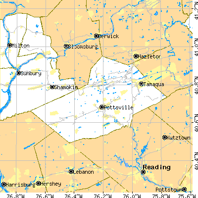 Schuylkill County close-up map