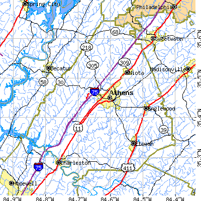 McMinn County close-up map