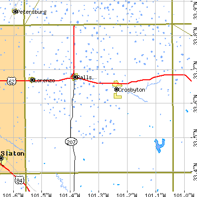 Crosby County close-up map