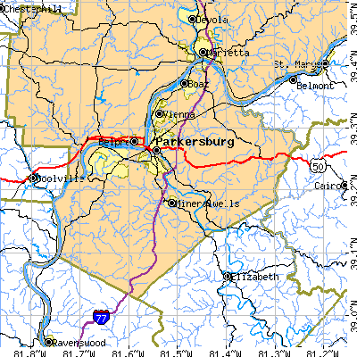 Wood County close-up map
