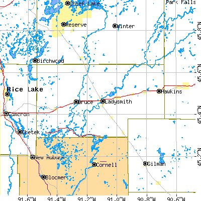 Rusk County close-up map