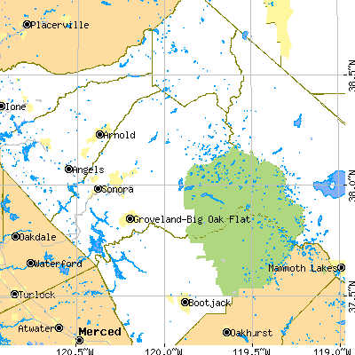 Tuolumne County close-up map