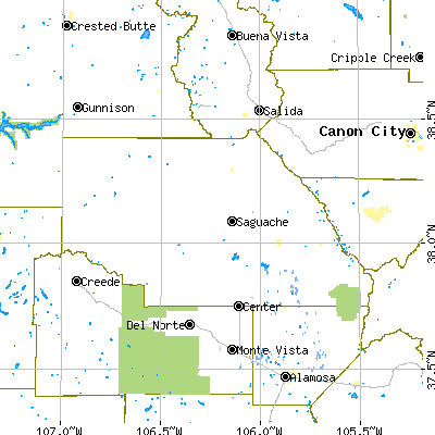 Saguache County close-up map