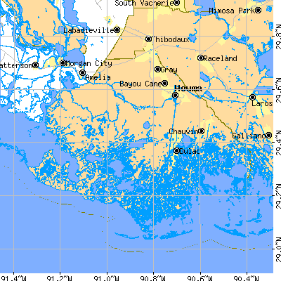 Terrebonne Parish close-up map