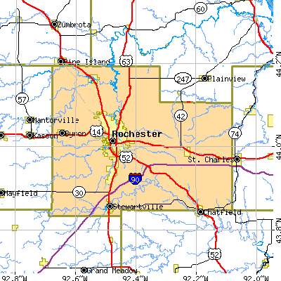 Olmsted County close-up map