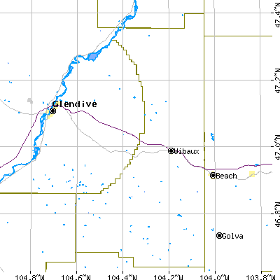 Wibaux County close-up map