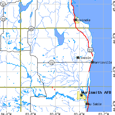 Alcona County close-up map