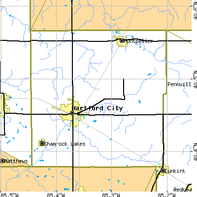 Blackford County close-up map