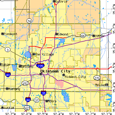 Oklahoma County close-up map