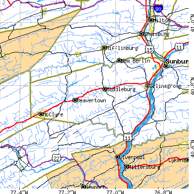 Snyder County close-up map