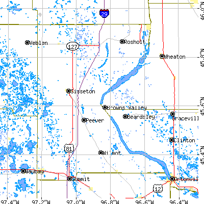 Roberts County close-up map