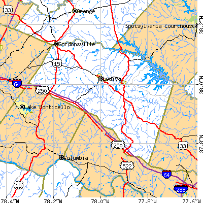 Louisa County close-up map