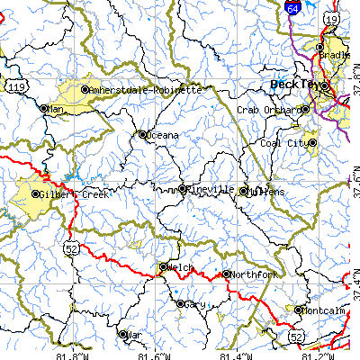 Wyoming County close-up map