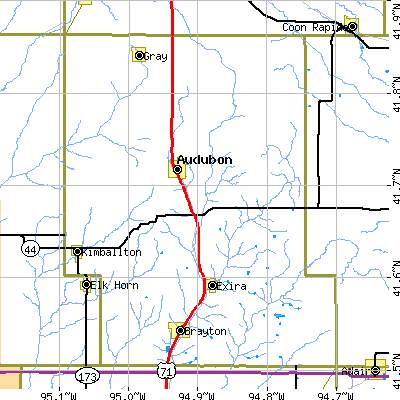 Audubon County close-up map