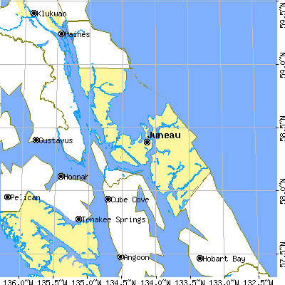 Juneau City and Borough close-up map