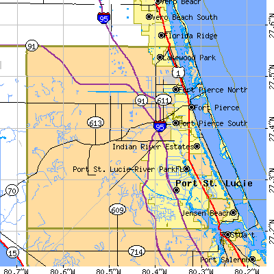 St. Lucie County close-up map